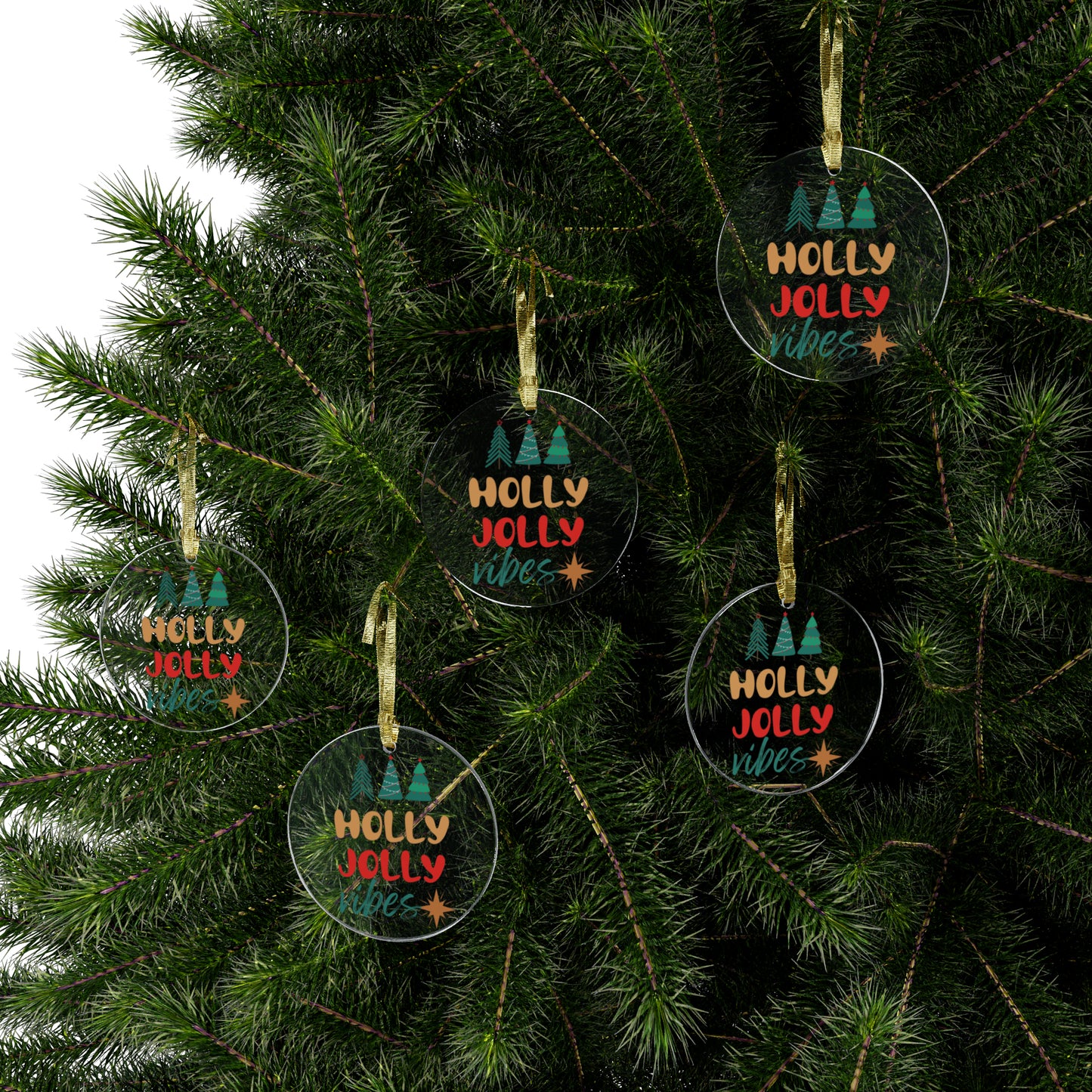 Holly Jolly Acrylic Ornament