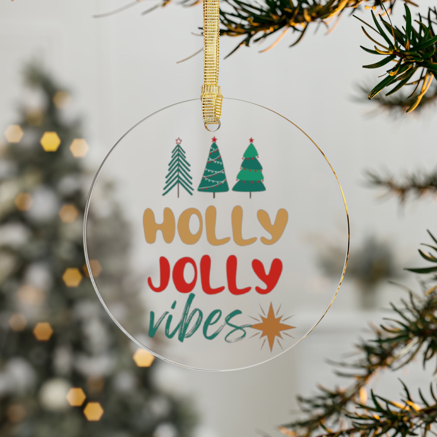 Holly Jolly Acrylic Ornament