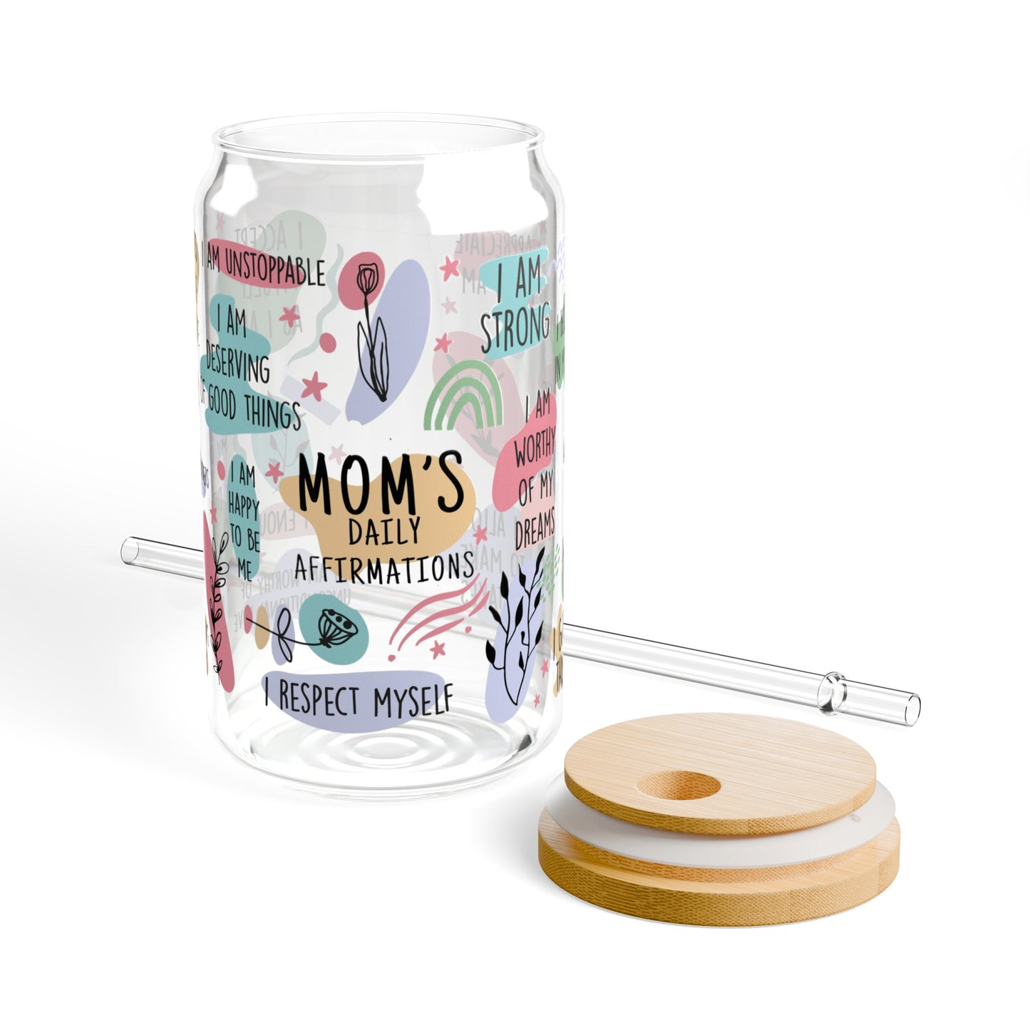 Bamboo Breeze Glass Sipper: MOMS Affirmations