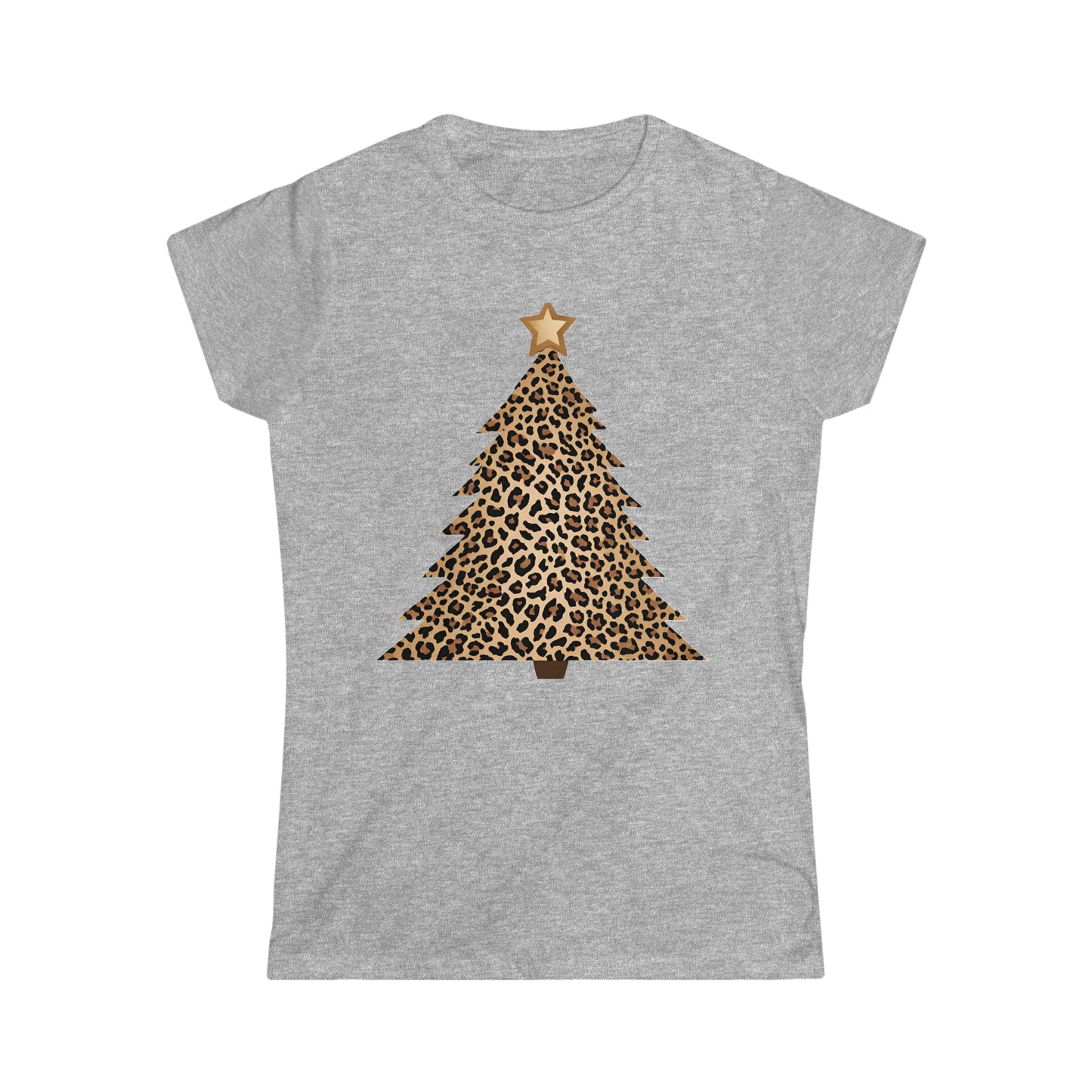 Leopard Print Christmas Tree Softstyle Tee