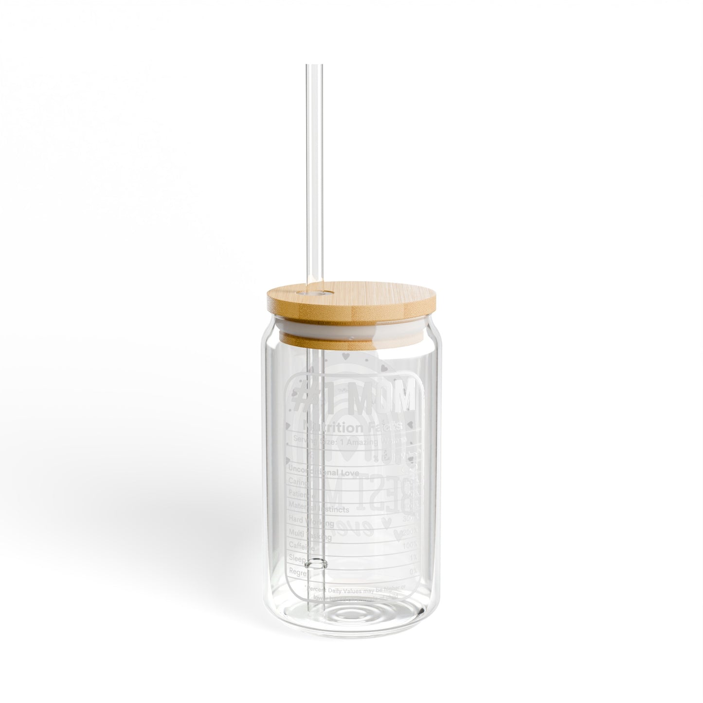 Bamboo Breeze Glass Sipper: BEST MOM EVER white