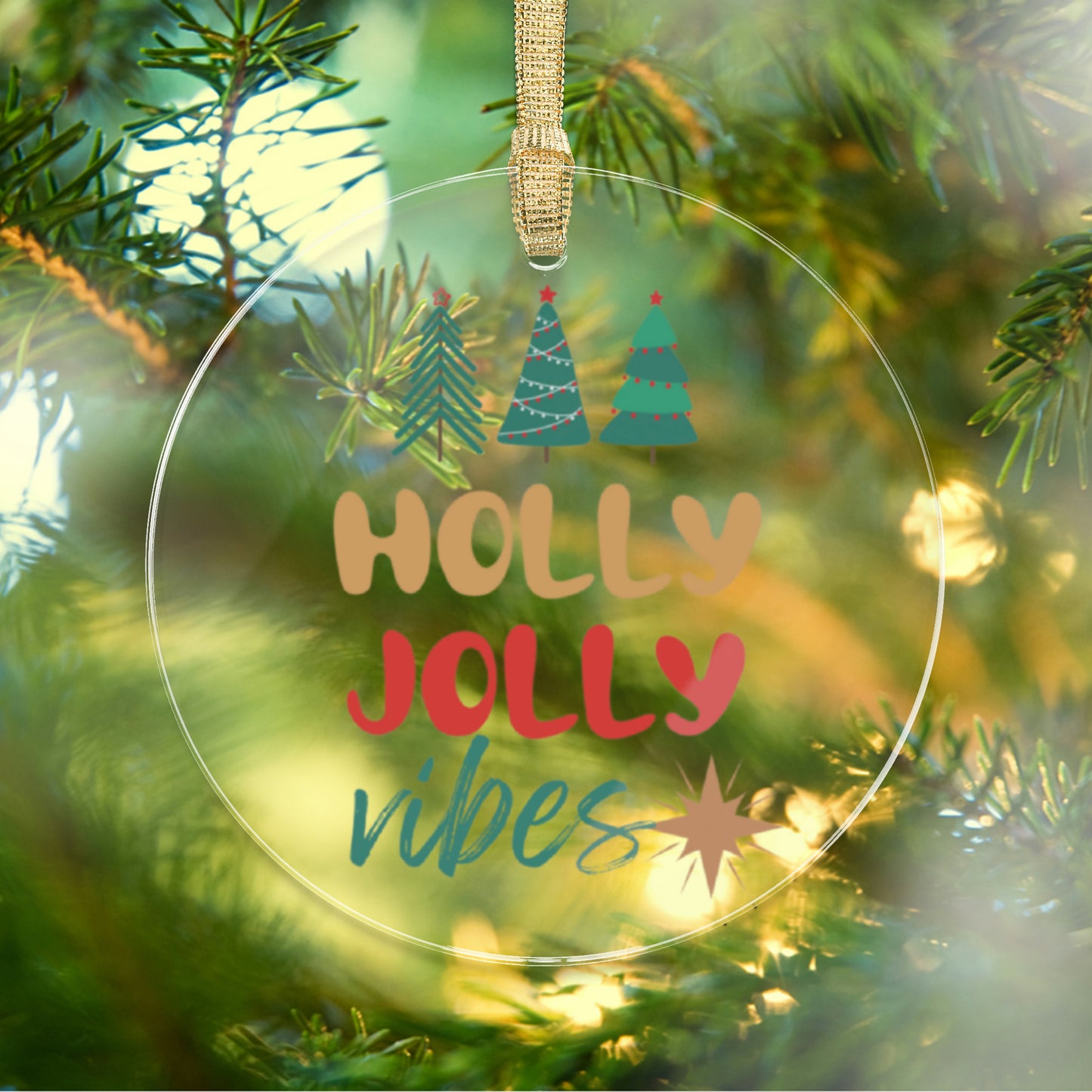 Holly Jolly Acrylic Ornament