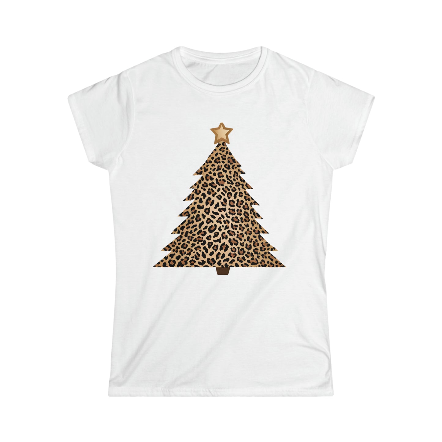 Leopard Print Christmas Tree Softstyle Tee