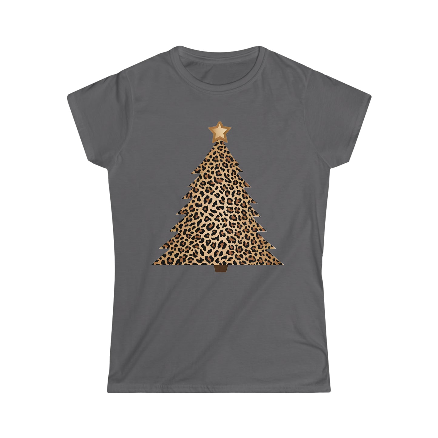 Leopard Print Christmas Tree Softstyle Tee