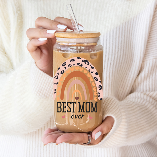 Bamboo Breeze Glass Sipper: BEST MOM EVER multi