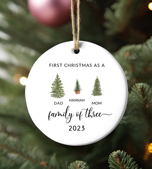 Family of Three Personalized Ornament