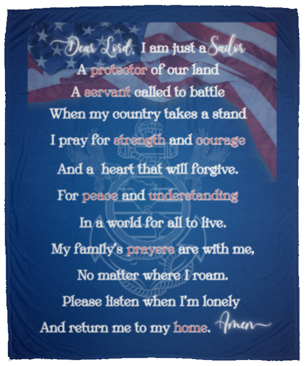 Navy Sailor Prayer Plush Fleece Blanket - 50x60