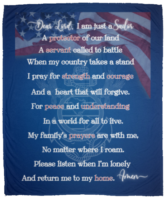 Navy Sailor Prayer Plush Fleece Blanket - 50x60