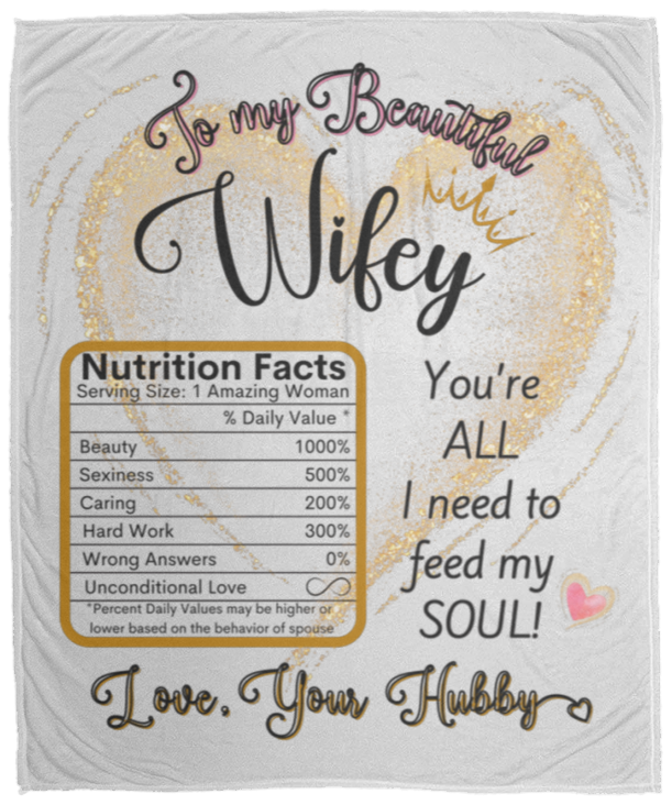 Wifey: Nutritional Information Cozy Plush Fleece Blanket - 50x60