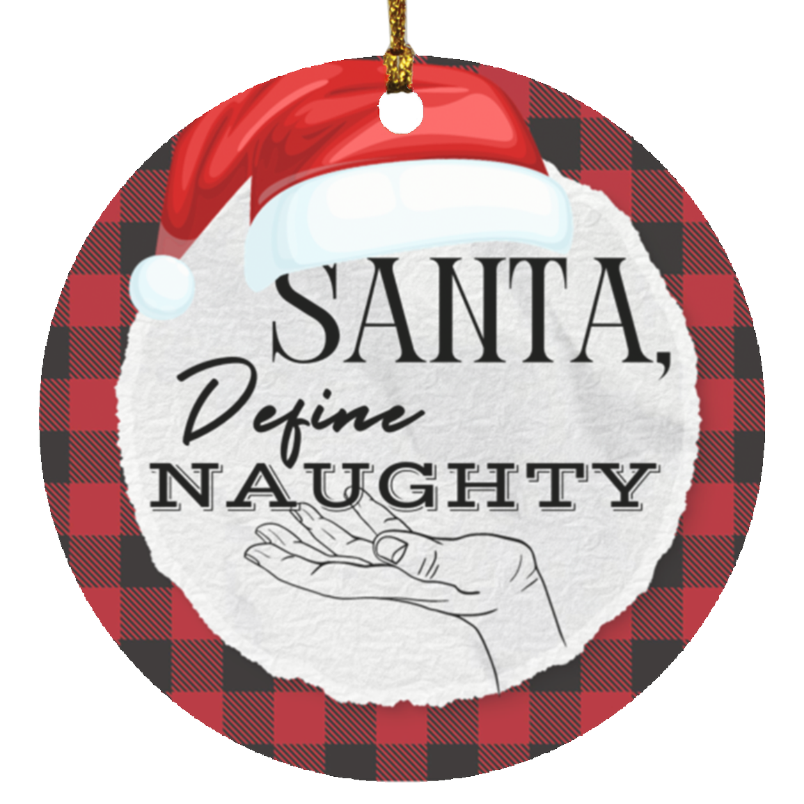 Define Naughty Circle Ornament