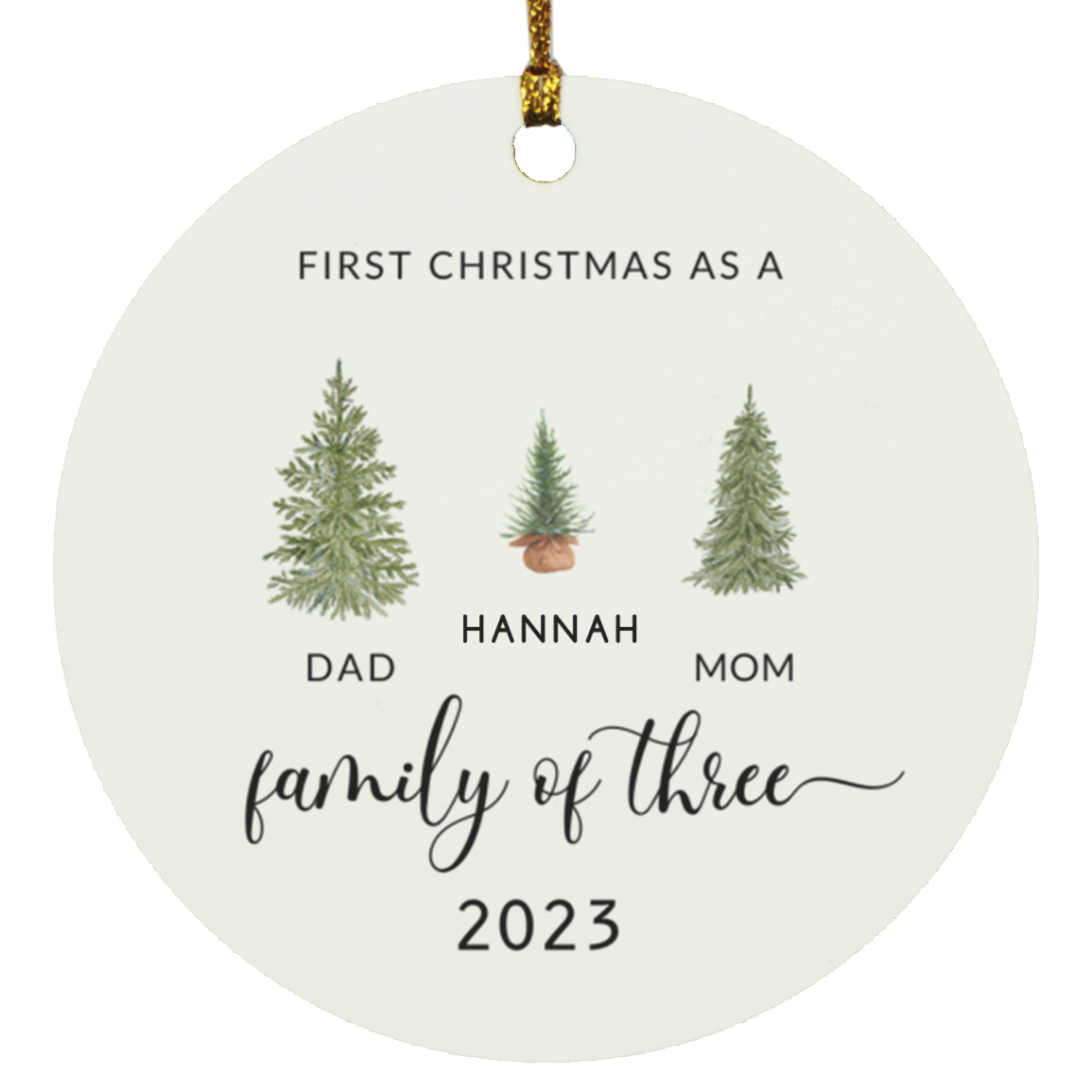 Family of Three Personalized Ornament