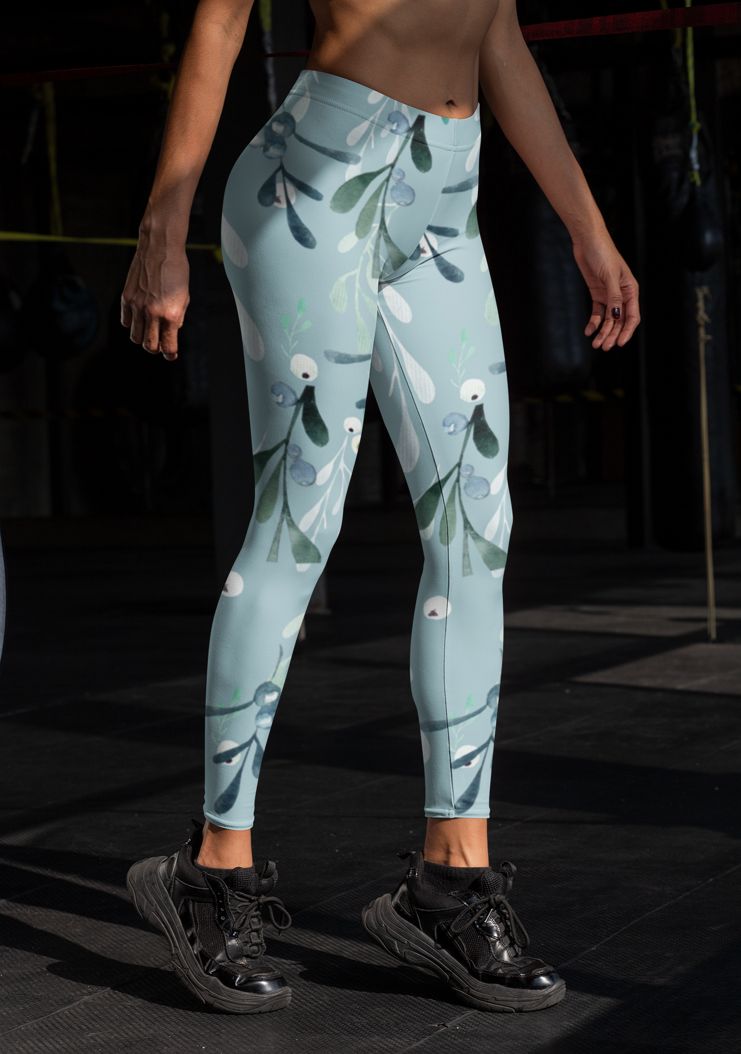 Blue Green Mistletoe Leggings