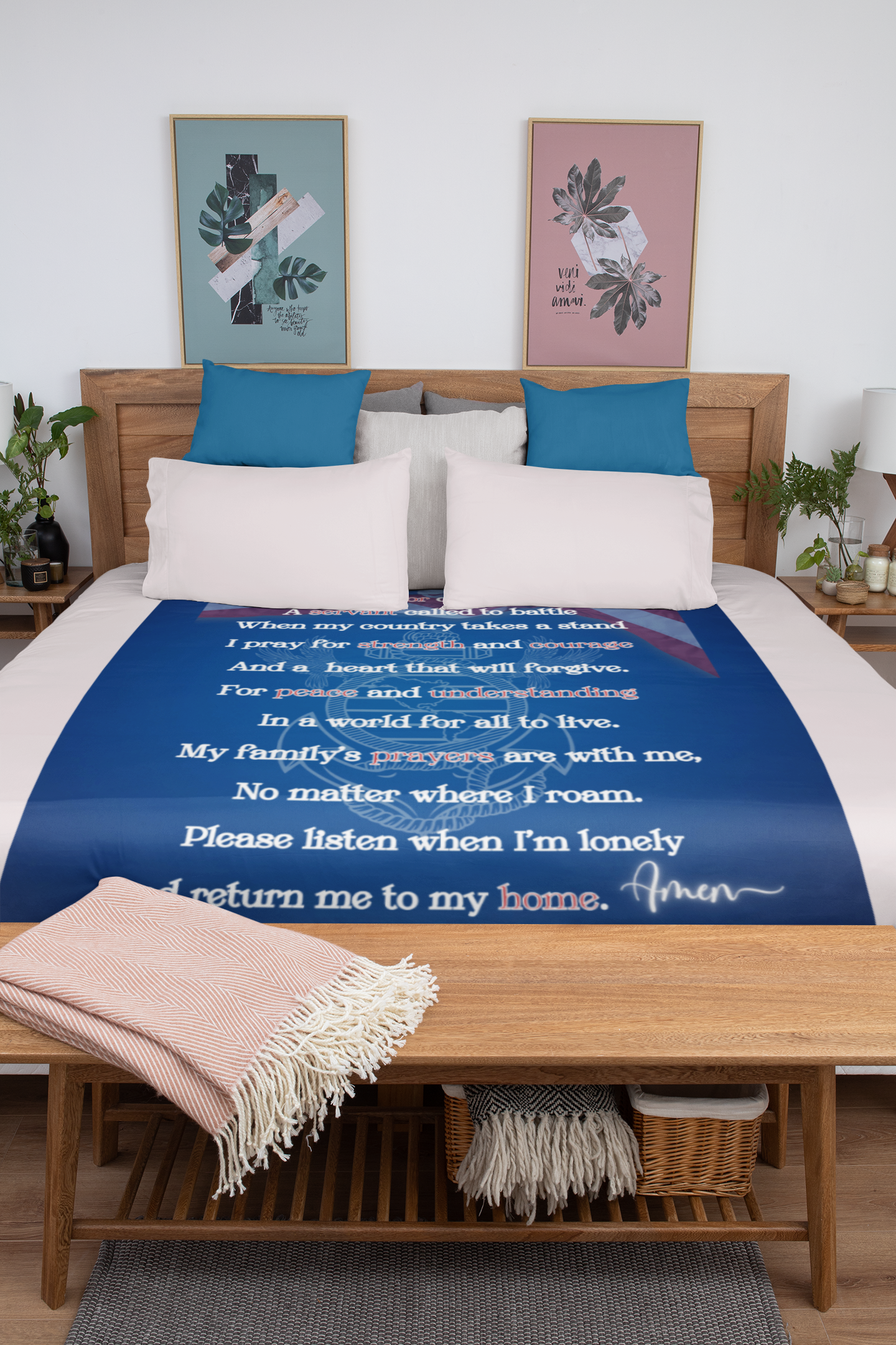 Navy Sailor Prayer Plush Fleece Blanket - 50x60