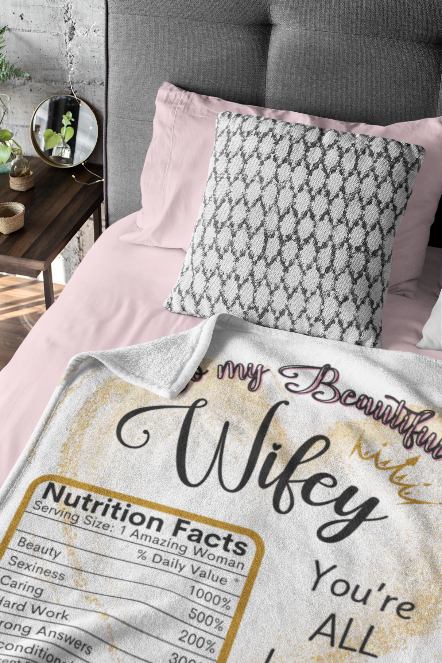 Wifey: Nutritional Information Cozy Plush Fleece Blanket - 50x60