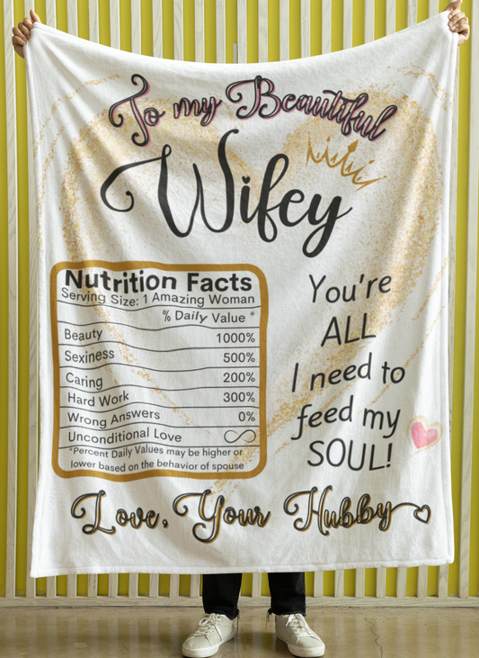 Wifey: Nutritional Information Cozy Plush Fleece Blanket - 50x60