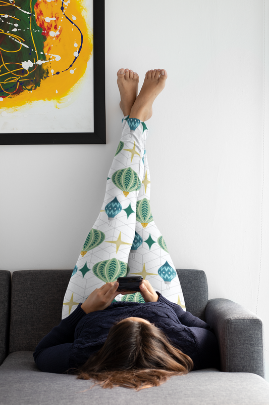 Blue Green Retro Ornament Leggings