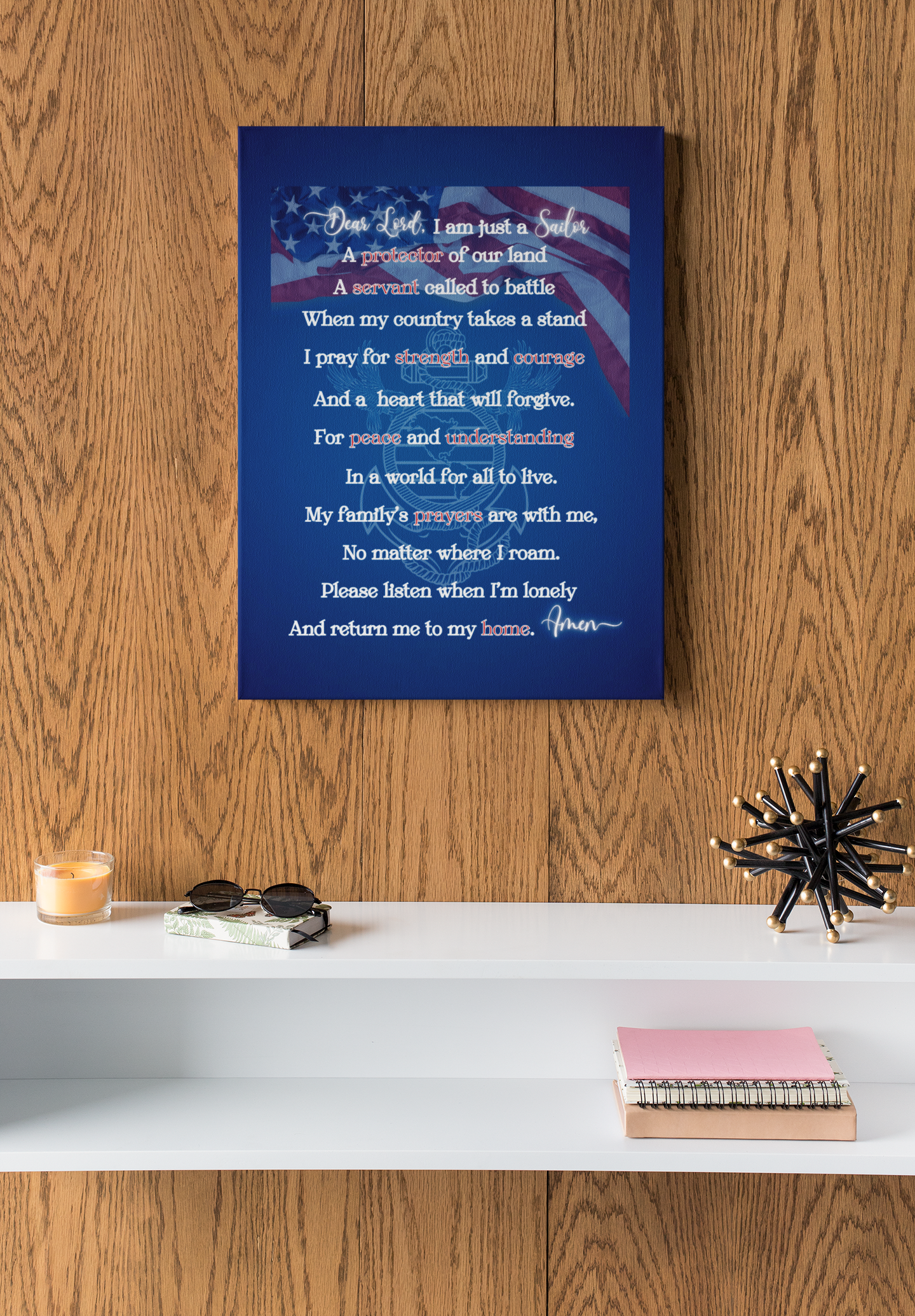 Navy Sailor's Prayer Portrait Canvas .75in Frame