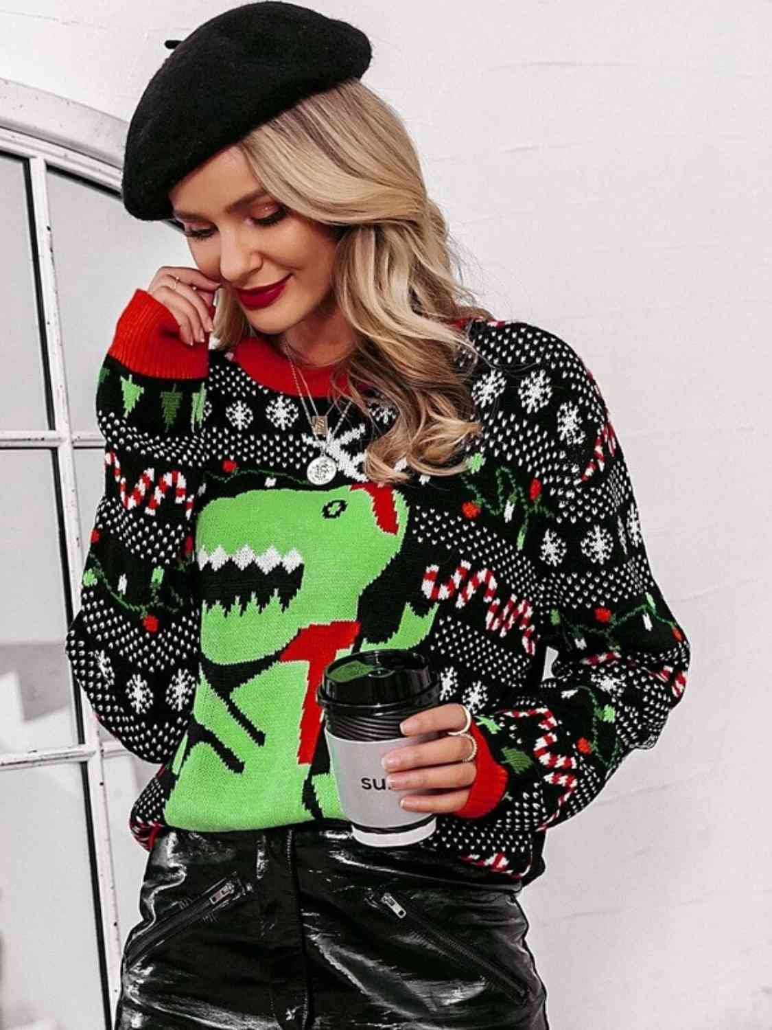 .Ugly Godzilla Christmas Sweater