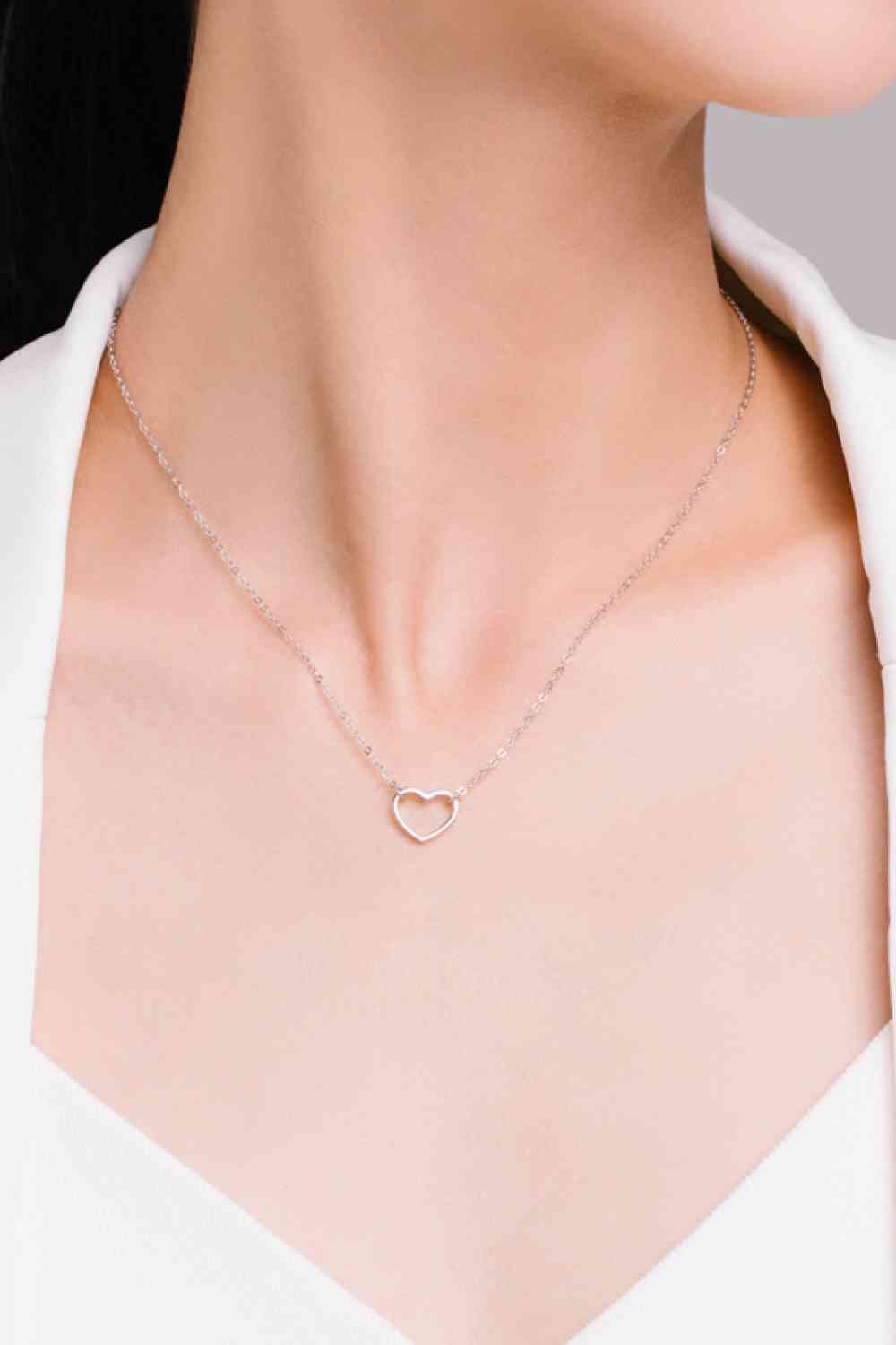 Dainty 925 Sterling Silver Heart Shape Pendant Necklace