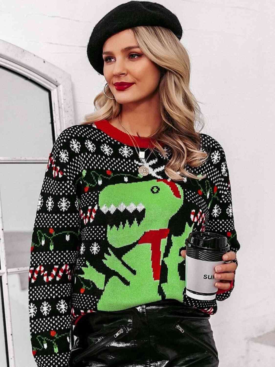 .Ugly Godzilla Christmas Sweater