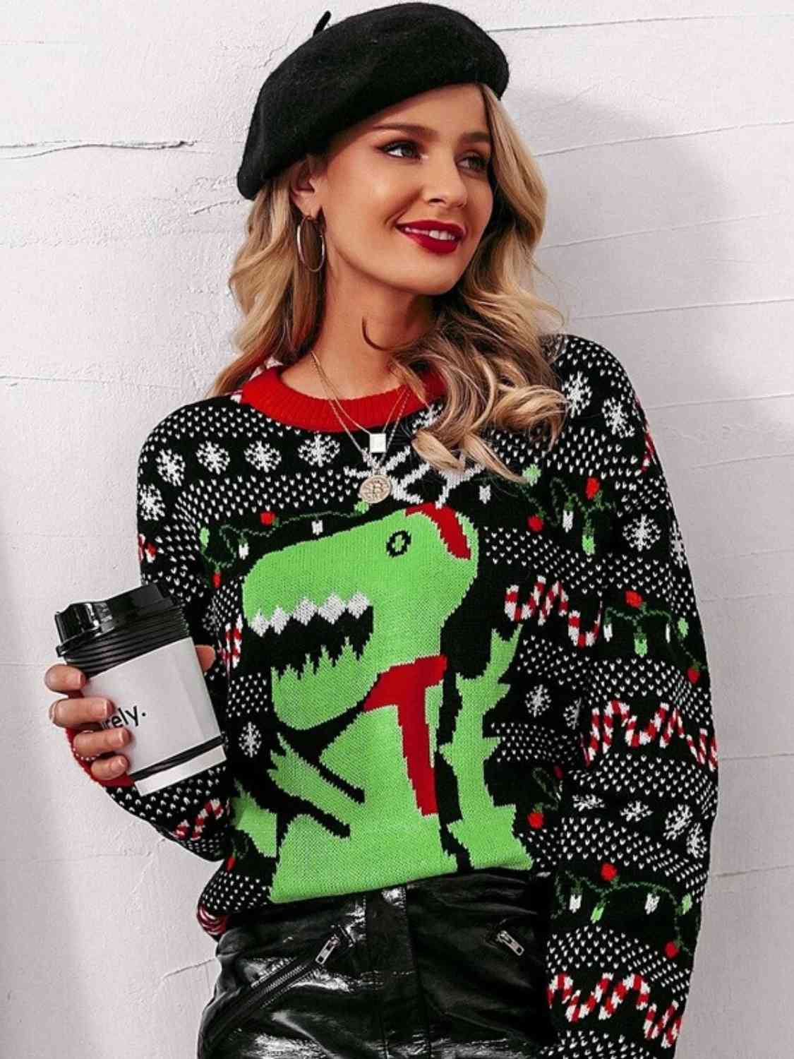 .Ugly Godzilla Christmas Sweater