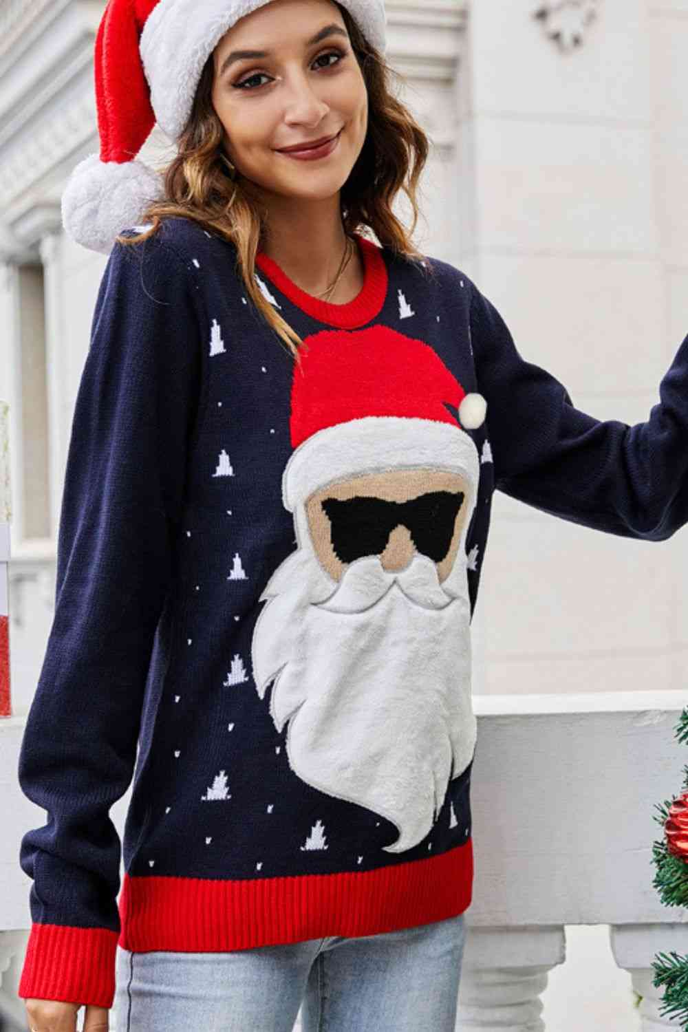 .Ugly Christmas Cool Santa Sweater