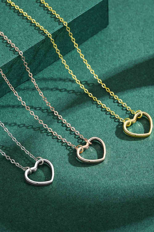 Dainty 925 Sterling Silver Heart Shape Pendant Necklace