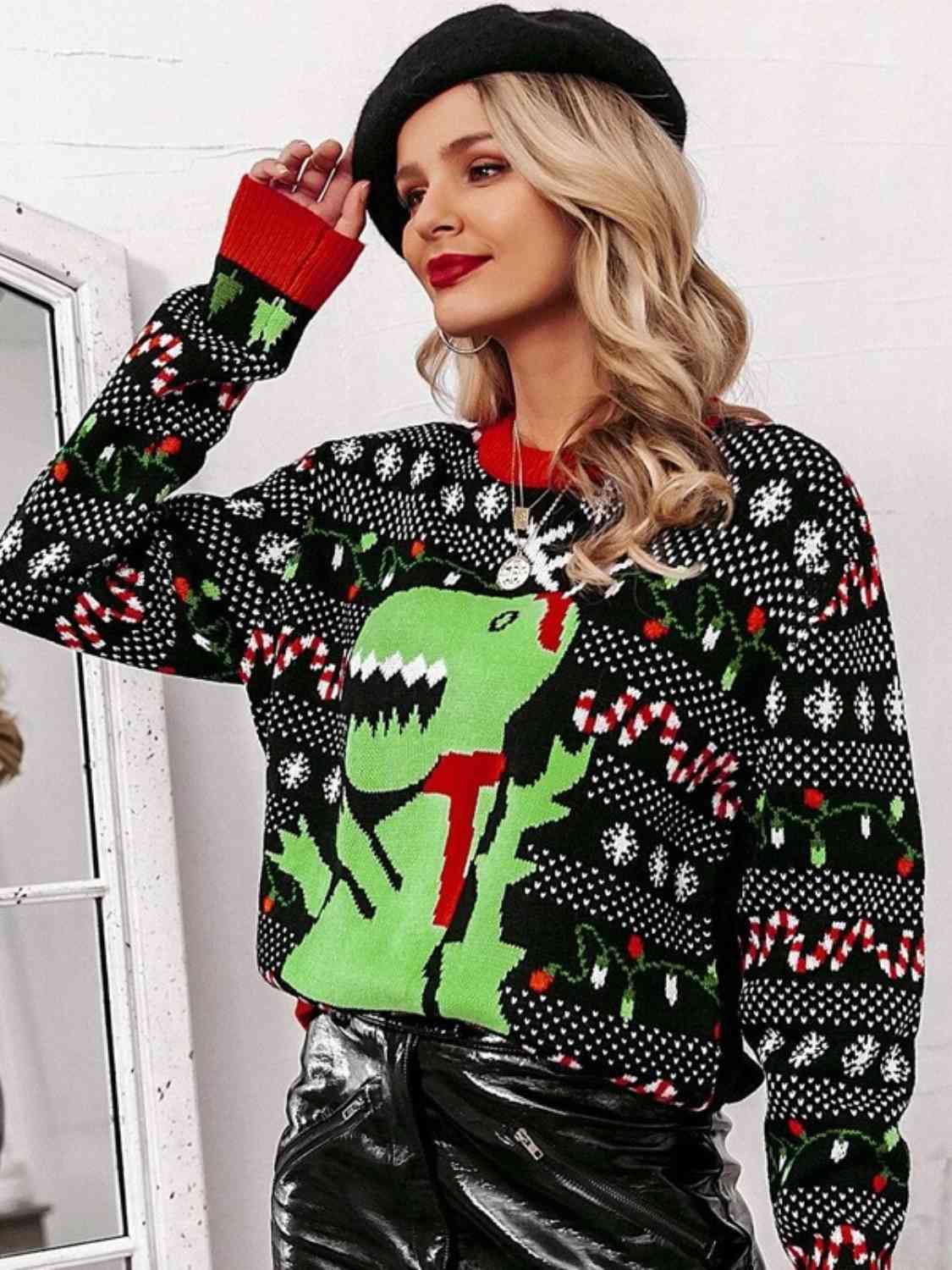 .Ugly Godzilla Christmas Sweater