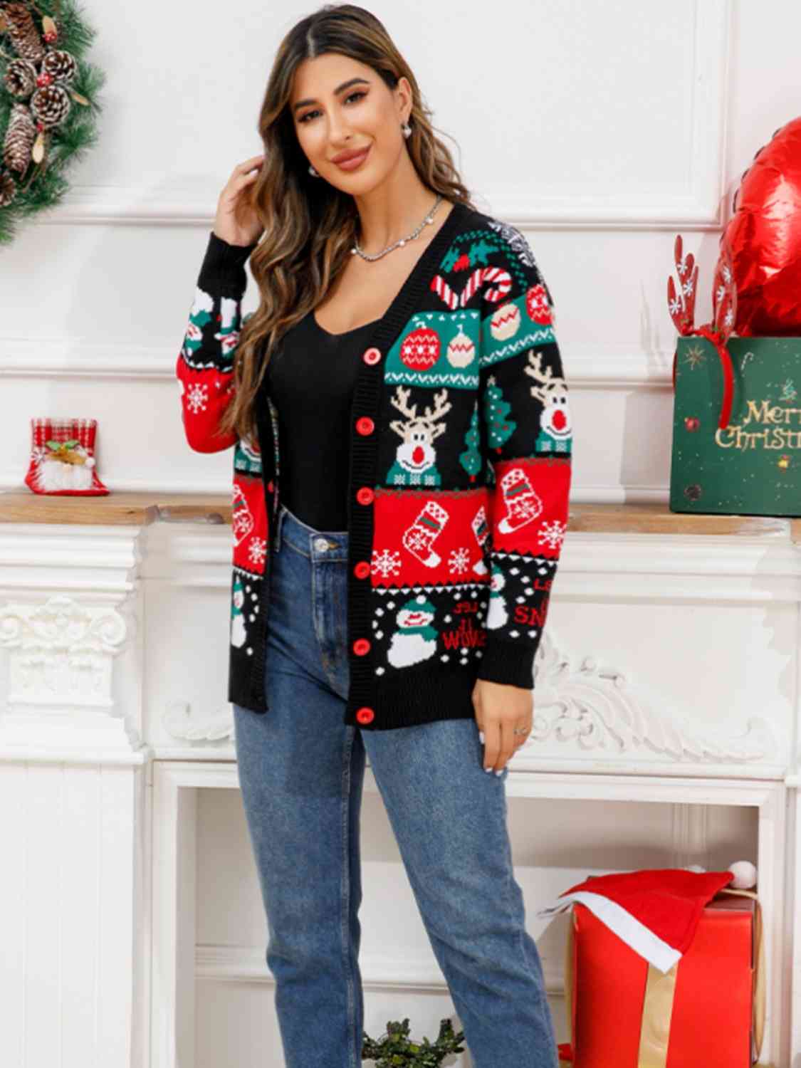 .Ugly Christmas Button Down Cardigan